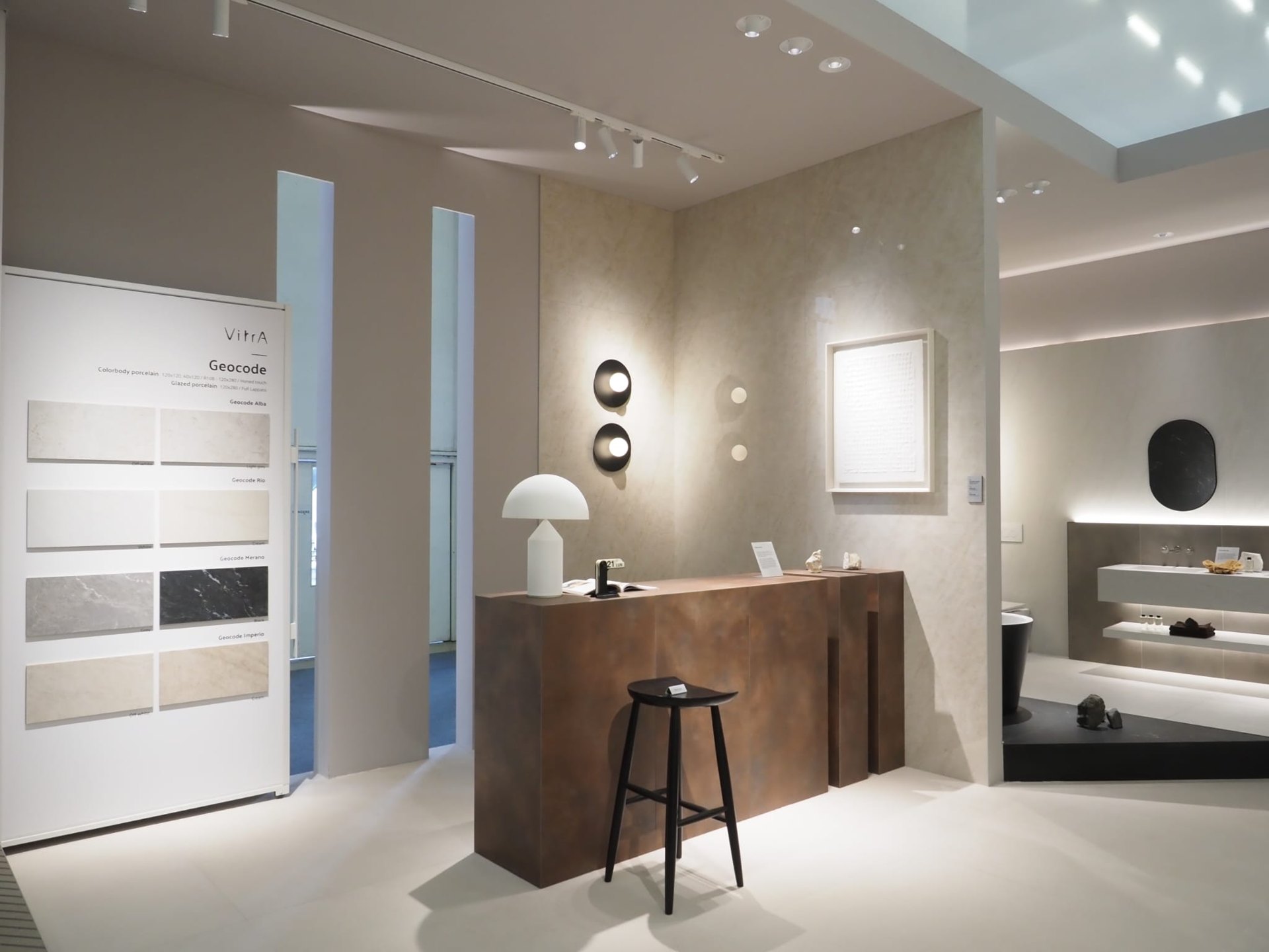 Geocode collection display on the VitrA Tiles stand: Show Report: VitrA Tiles Draws Cersaie 2026 Visitors With The Code and Its New Design Codes